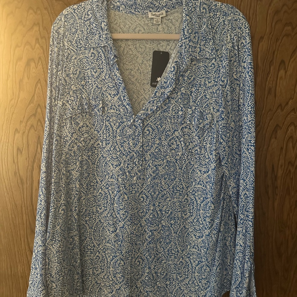 Splendid NWT Top Beachwear Blue and White